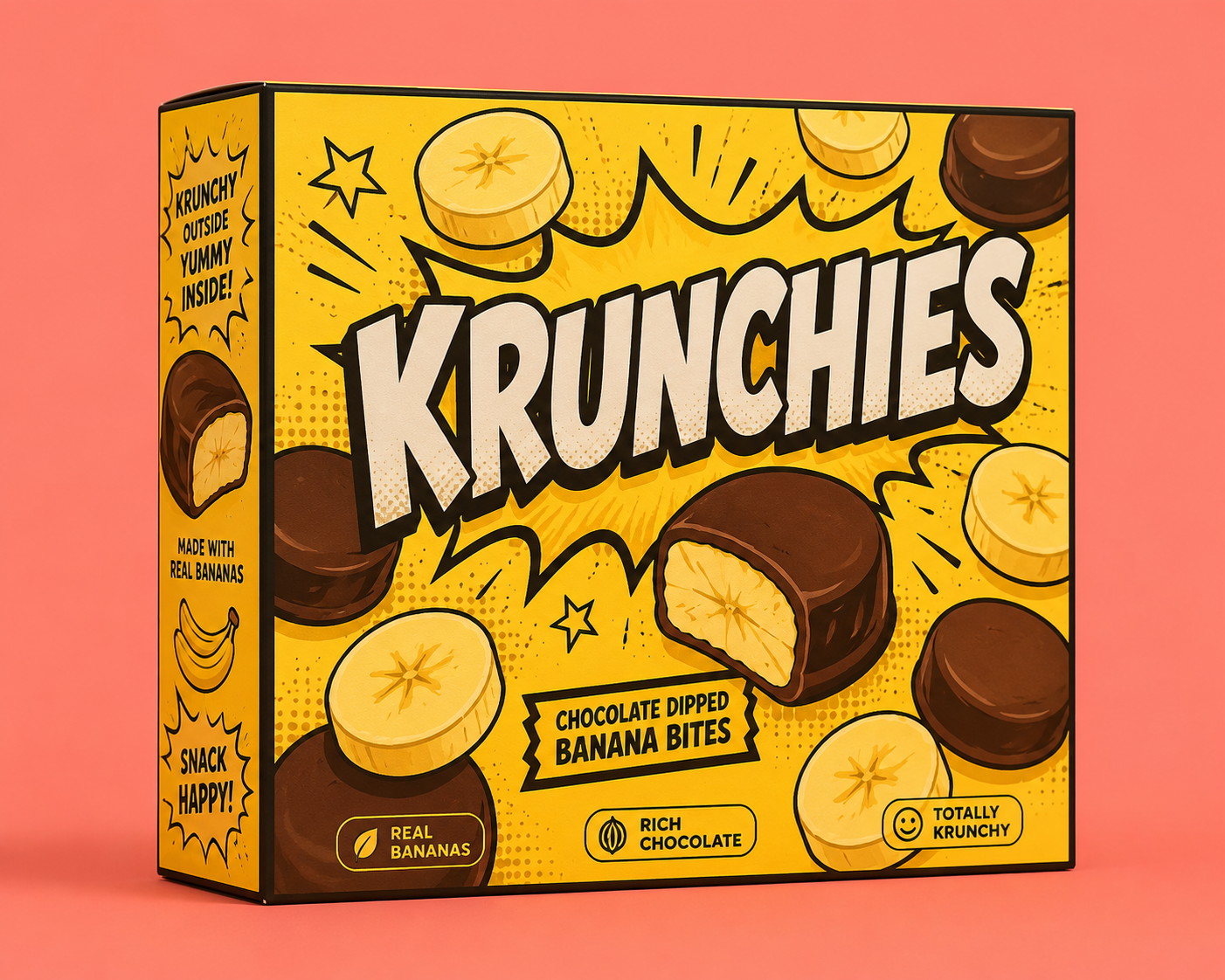 Krunchies chocolate dipped banana bites packaging